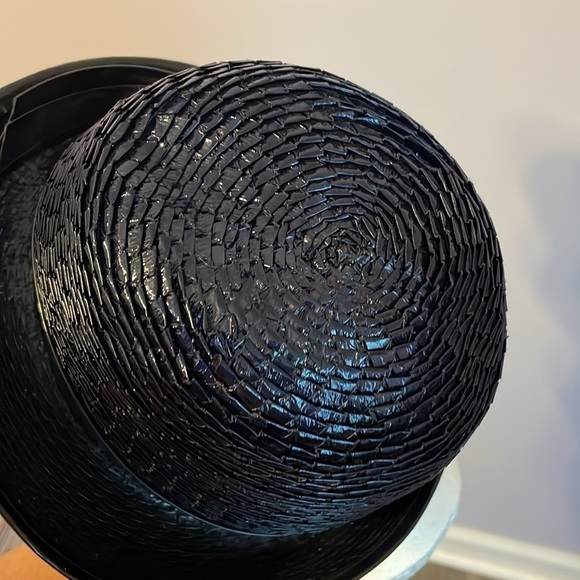 Christine Original Vintage Union Made Plastic Woven Straw Look Fedora Type Hat main image 7